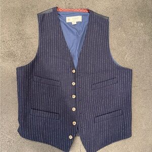 J.Crew Wool Pinstripe Vest Waistcoat | Navy | Size M